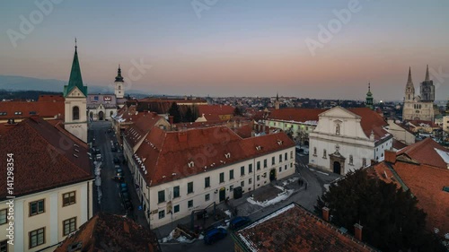 Wallpaper Mural Panoramic sunset timelapse of Zagreb landmarks - cathedral, st. mark's church Torontodigital.ca