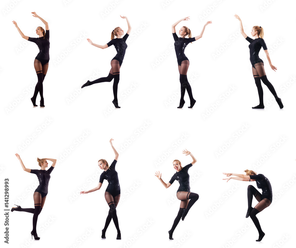 Woman dancing isolated on the white