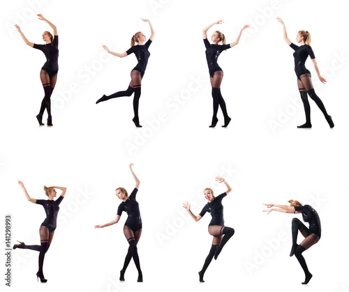 Woman dancing isolated on the white