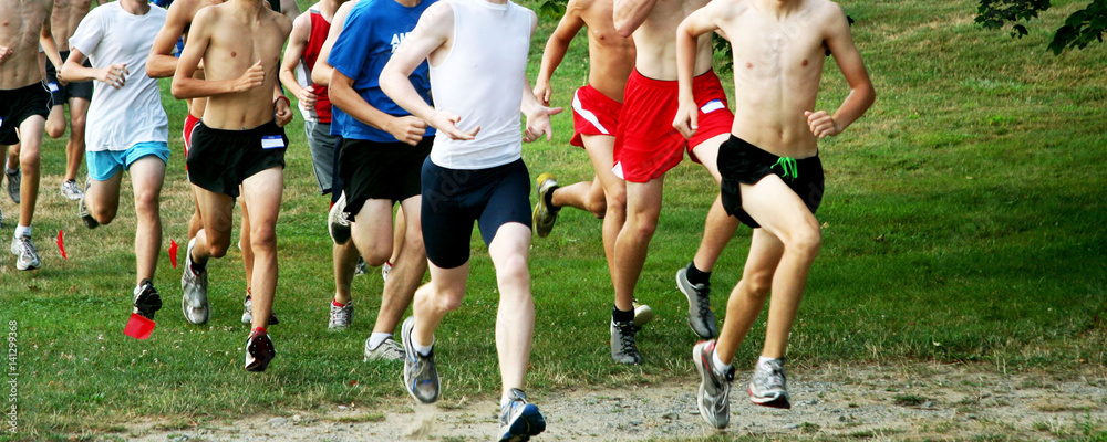 Boys running in a cross country race Boys running in a cross country race
