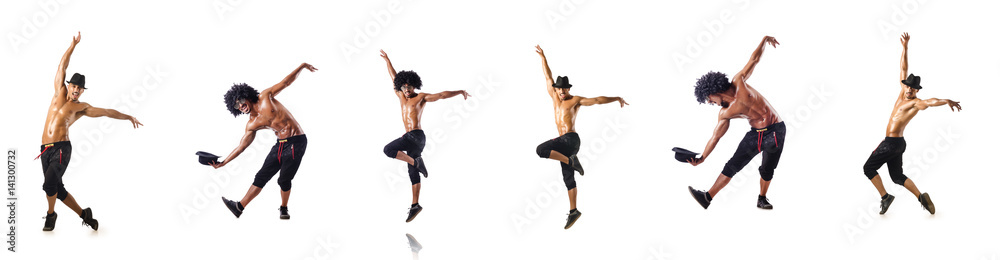 Collage of dancers isolated on white background