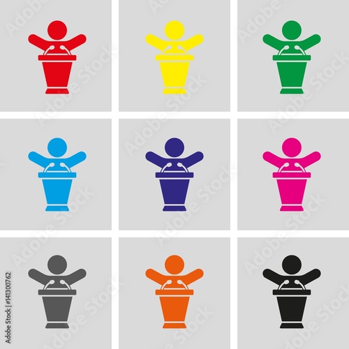 lectern with microphone icon stock vector illustration flat design