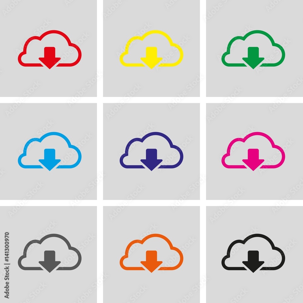 Obraz premium cloud download icon stock vector illustration flat design
