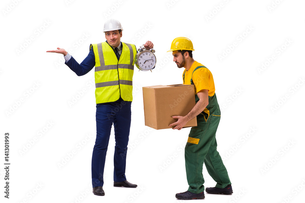 Two workers isolated on the white background Two workers isolated on the white background