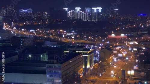 Wallpaper Mural Aerial view of night Kyiv (Kiev) city with car traffic  Torontodigital.ca