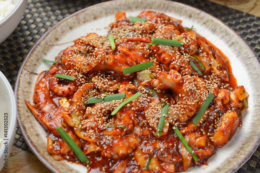 octopus stir fried with red paste octopus stir fried with red paste