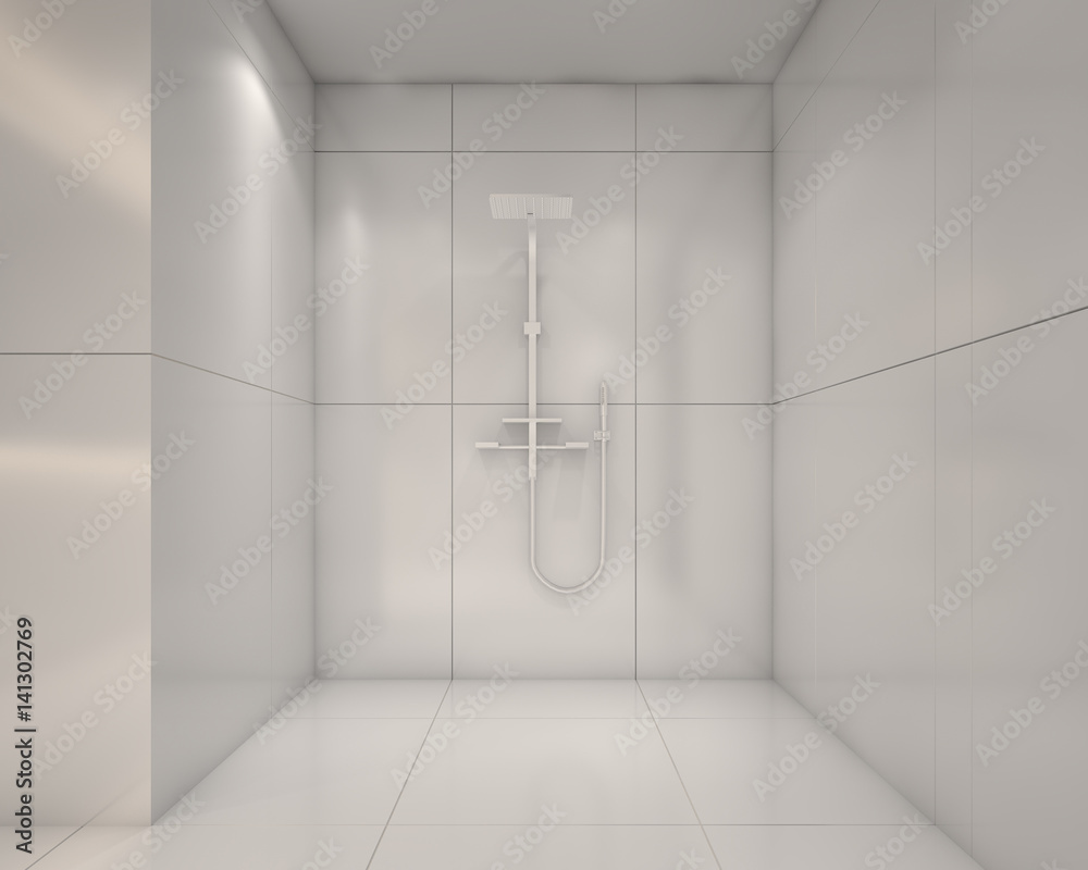 White shower room , 3d rendering White shower room , 3d rendering