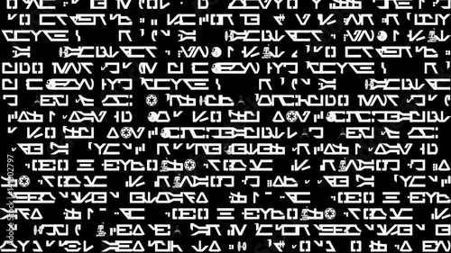 Wallpaper Mural Video Background 1144: A screen of scrolling text, alien letters or code. Torontodigital.ca