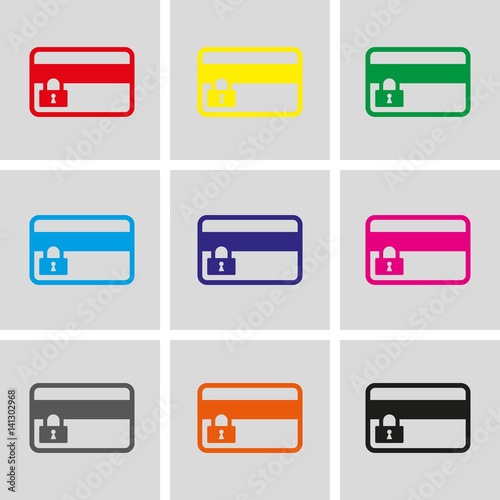 Free Download card credit lock icon stock vector illustration flat design - GFXLoad