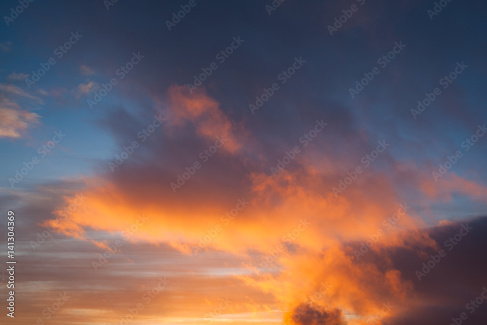 Sunset colors at cloud sky