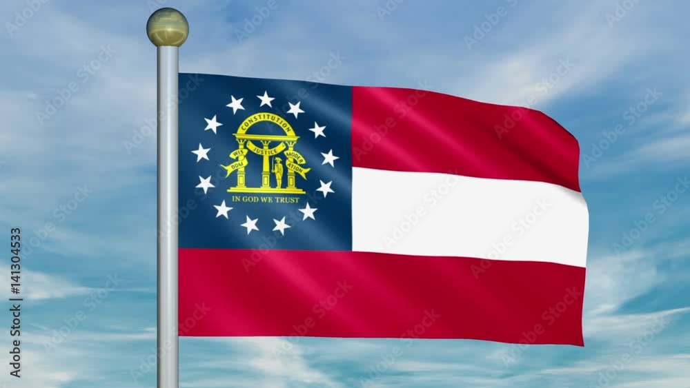 Looping Animated Flag of Georgia on a Pole