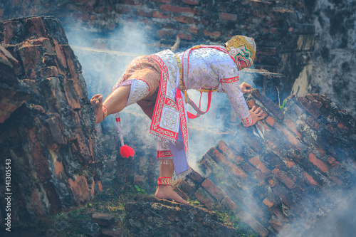 Obraz na plátně Khon masked dance drama of Thailand, Khon is traditional dance drama art of Thai
