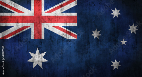 Grunge crumpled Australian flag. 3d rendering photo