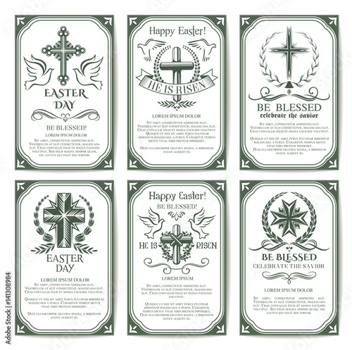 Easter cross religious poster and banner set