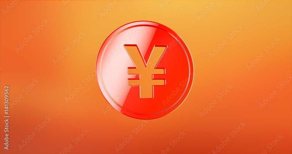 Obraz premium Coin Japanese Yen Red 3d Icon