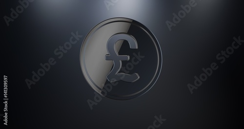Coin Great Britain Pound Black 3d Icon