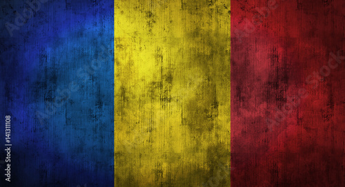 Grunge crumpled Romania flag. 3d rendering © Roman King