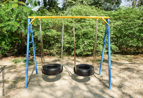 swing made of wheel at playground