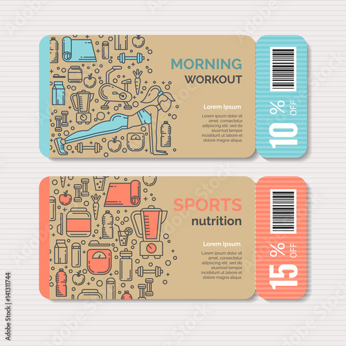 Fitness template with line icons