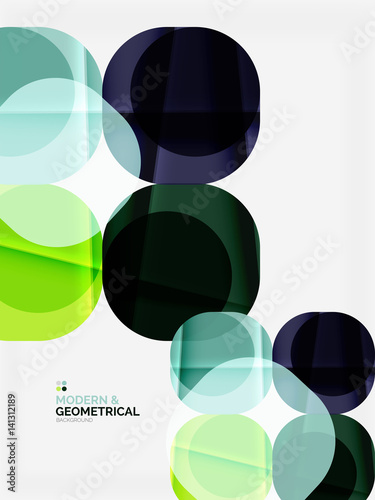 Color glossy squares with round angles, composition with sample text