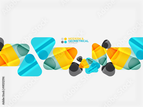 Modern colorful geometrical triangles with shiny glossy effect with sample text