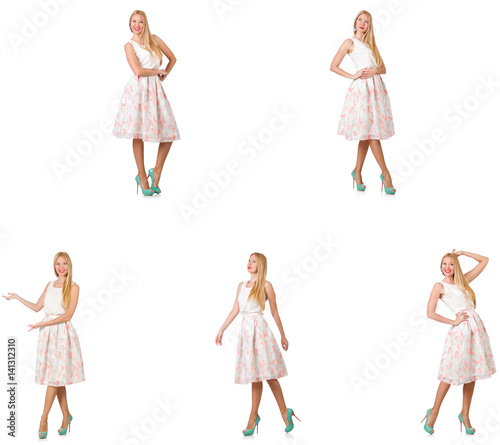 Woman in fashion looks isolated on white