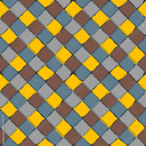 Patchwork bedspread with irregularity and imperfections, proof they were crafted by the honest simple hard-working indigenous people of wherever