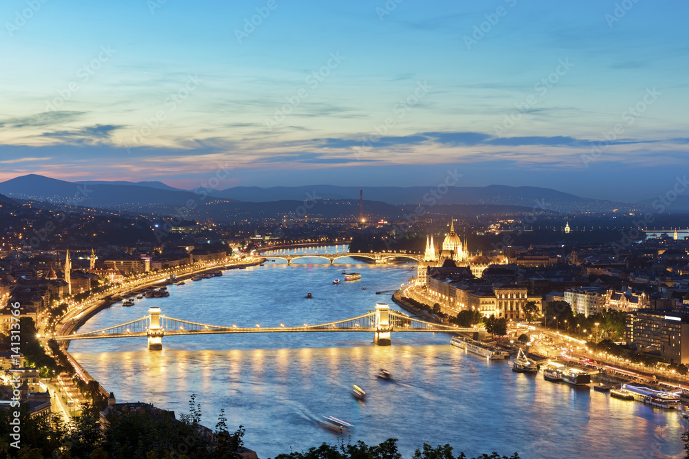 Budapest city panorama at dusk