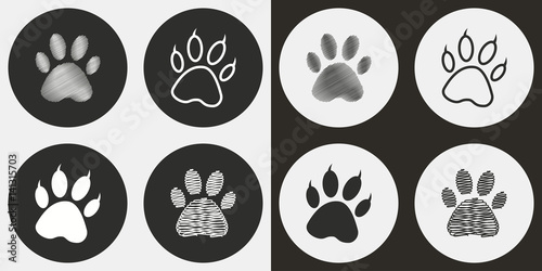 Paw icon set.
