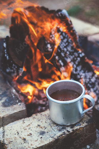 Tea or coffee by the campfire