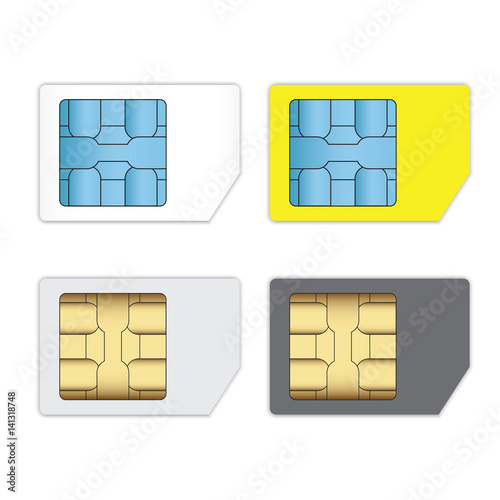 SIM cards for mobile phones isolated on white.