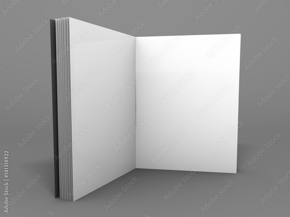 Blank opened magazine, book, booklet o brochure. 3D rendering Blank opened magazine, book, booklet o brochure. 3D rendering