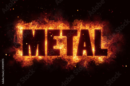 metal rock music text on fire flames explosion