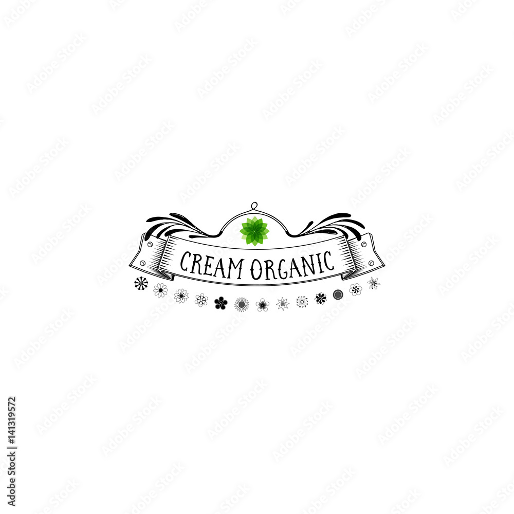 Badge as part of the design - Cosmetics logo Sticker, stamp, logo - for design, hands made. With the use of floral elements, calligraphy and lettering Badge as part of the design - Cosmetics logo Sticker, stamp, logo - for design, hands made. With the use of floral elements, calligraphy and lettering