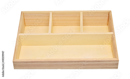 Empty wood shelf box isolated on white background clipping path © phochi