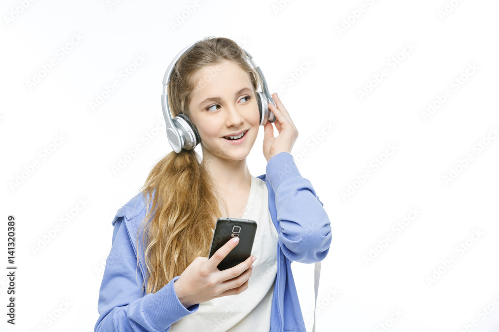 Teen age girl with headphones