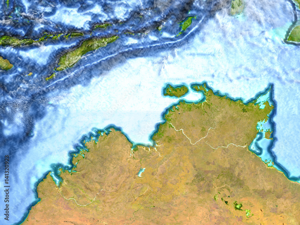 Northern Australia on Earth - visible ocean floor