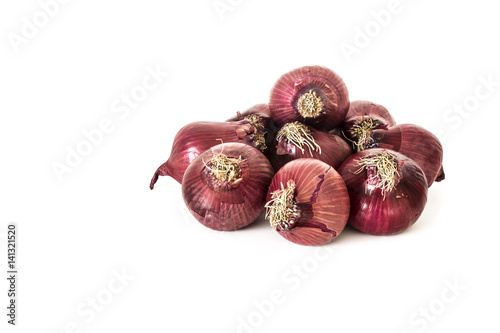 Fresh onions isolated on white background photo