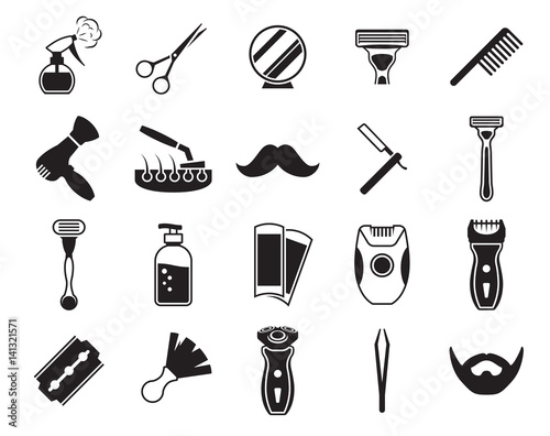 Barber, Shoving icons set