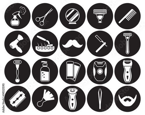 Barber, Shoving icons set