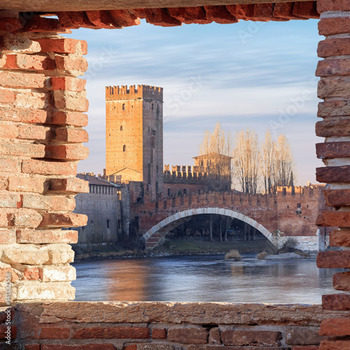 historical quarter of Verona, Castel Vecchio bridge, Italy