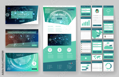 Website design template and interface elements