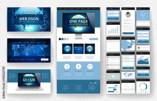 Website design template and interface elements