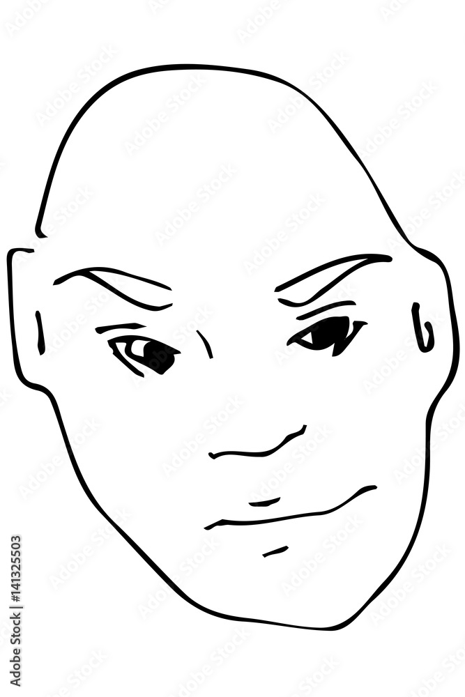 vector sketch of the face of the adult bald man. vector sketch of the face of the adult bald man.