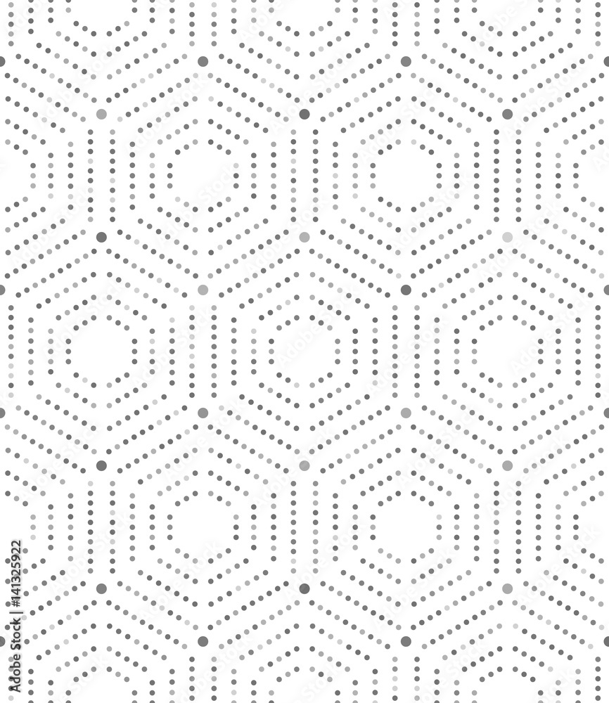 Geometric repeating ornament with hexagonal dotted elements. Seamless abstract modern pattern Geometric repeating ornament with hexagonal dotted elements. Seamless abstract modern pattern