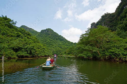  Tourist boat on terrestrial halong bay  Trang An  Ninh Binh  Vietnam