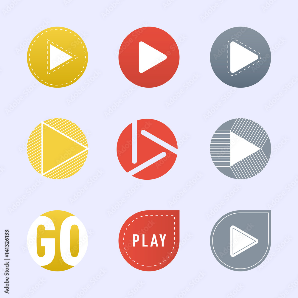 UI interface button play media internet isolated website online concept element sign and online tube player approved mark click icon vector illustration. UI interface button play media internet isolated website online concept element sign and online tube player approved mark click icon vector illustration.