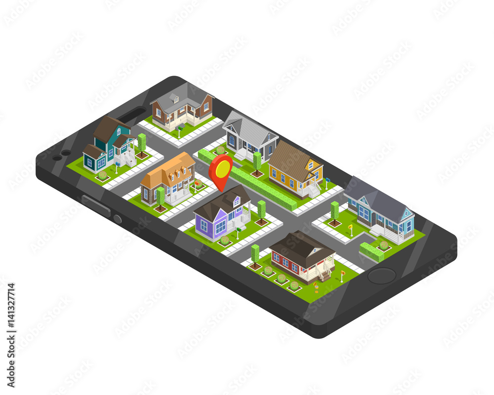 Town Buildings Smartphone Concept Town Buildings Smartphone Concept