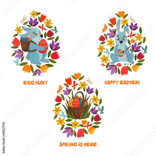 Easter Egg Hunt Spring Flowers Composition 