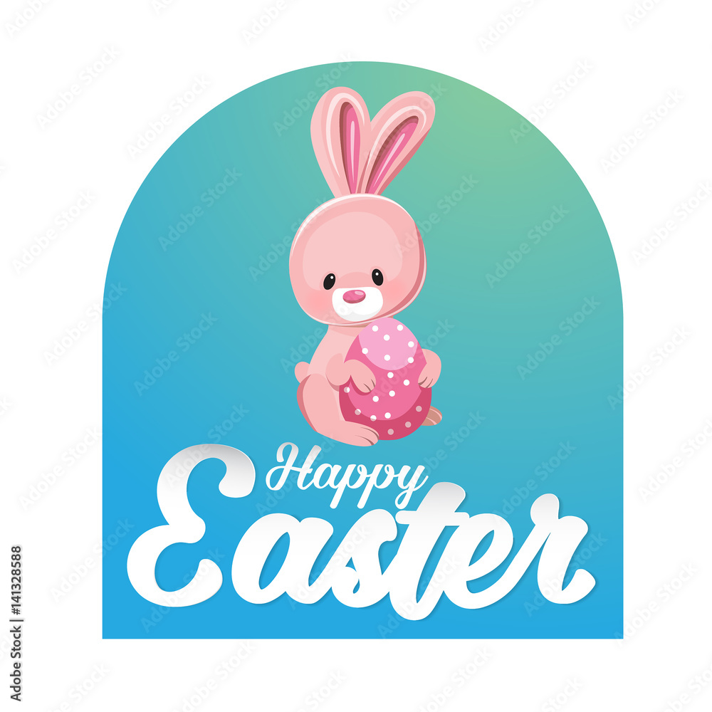 Happy Easter greeting card with rabbit Happy Easter greeting card with rabbit